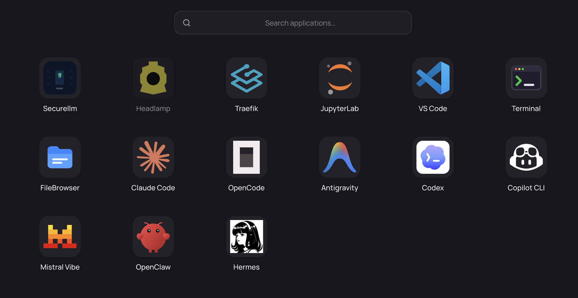 The Apps page, where the workspace's twelve apps appear as tiles alongside the other applications you have access to