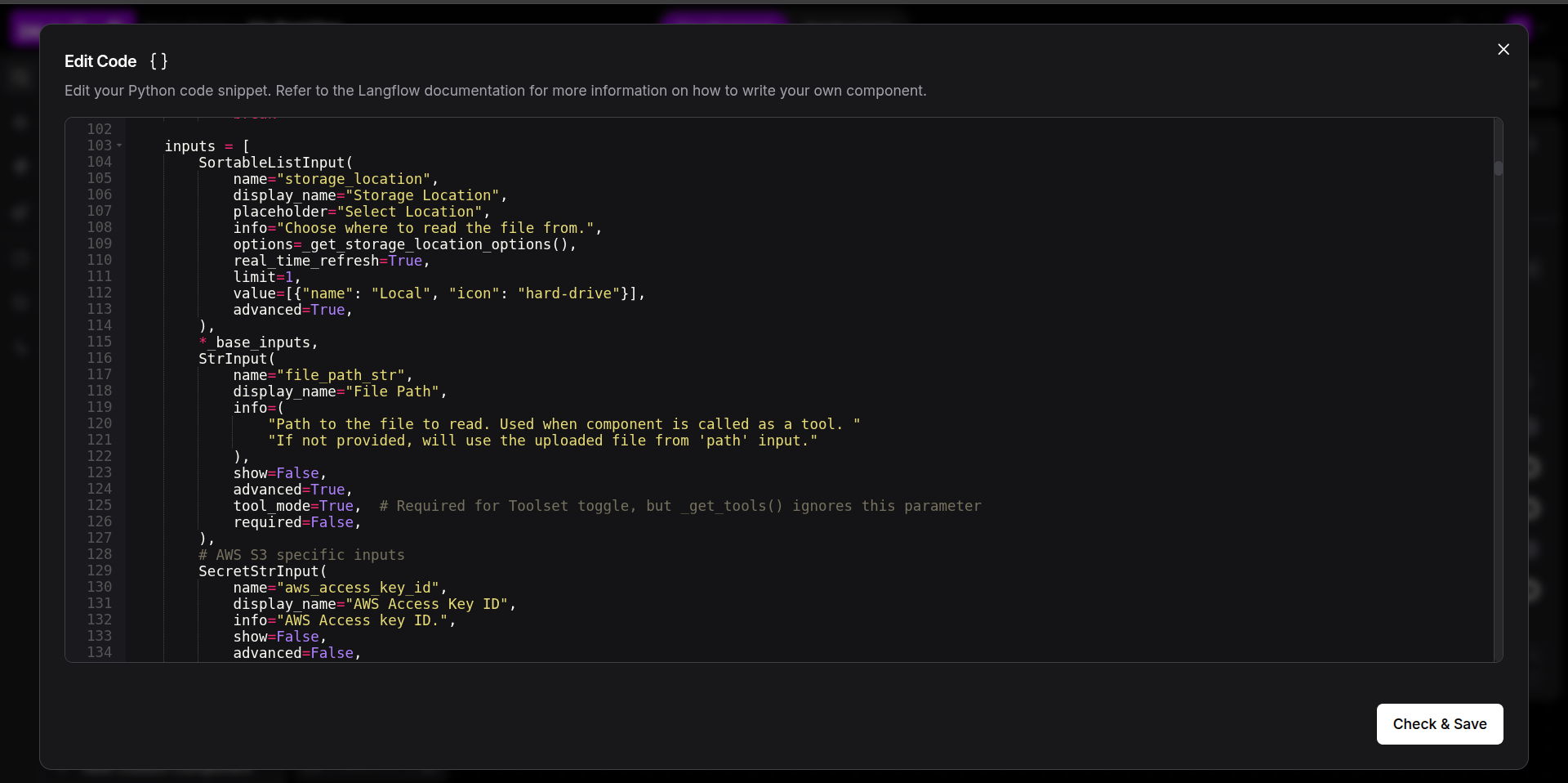 Component code