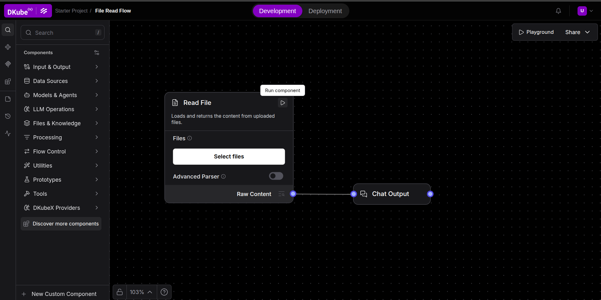 Run component button