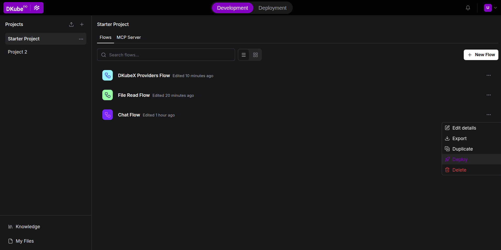 Deploy flow button