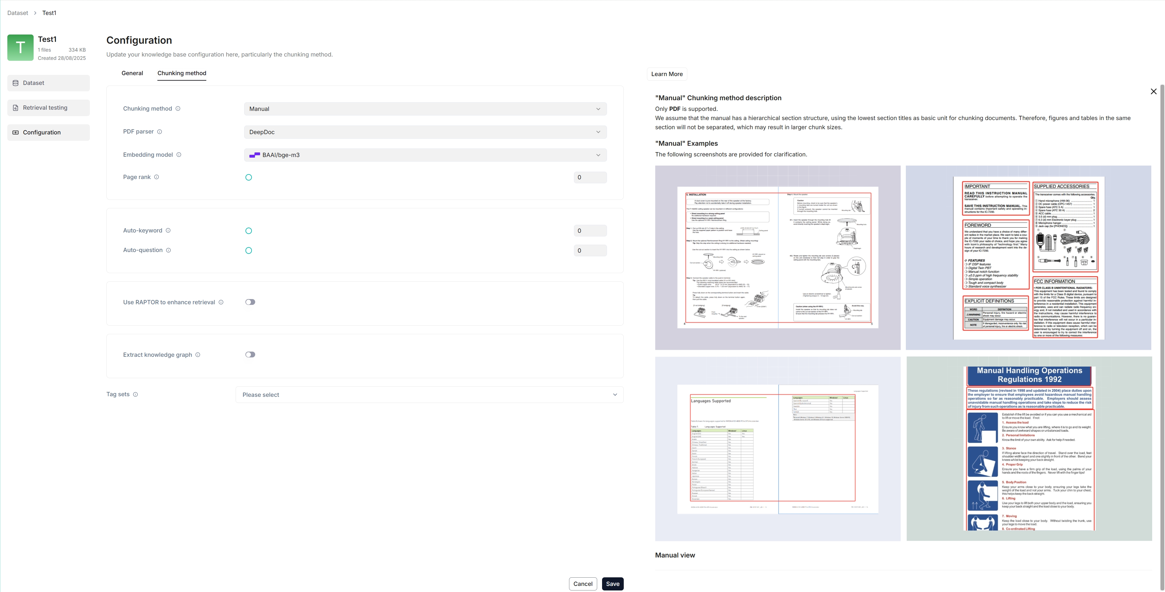 dataset configuration