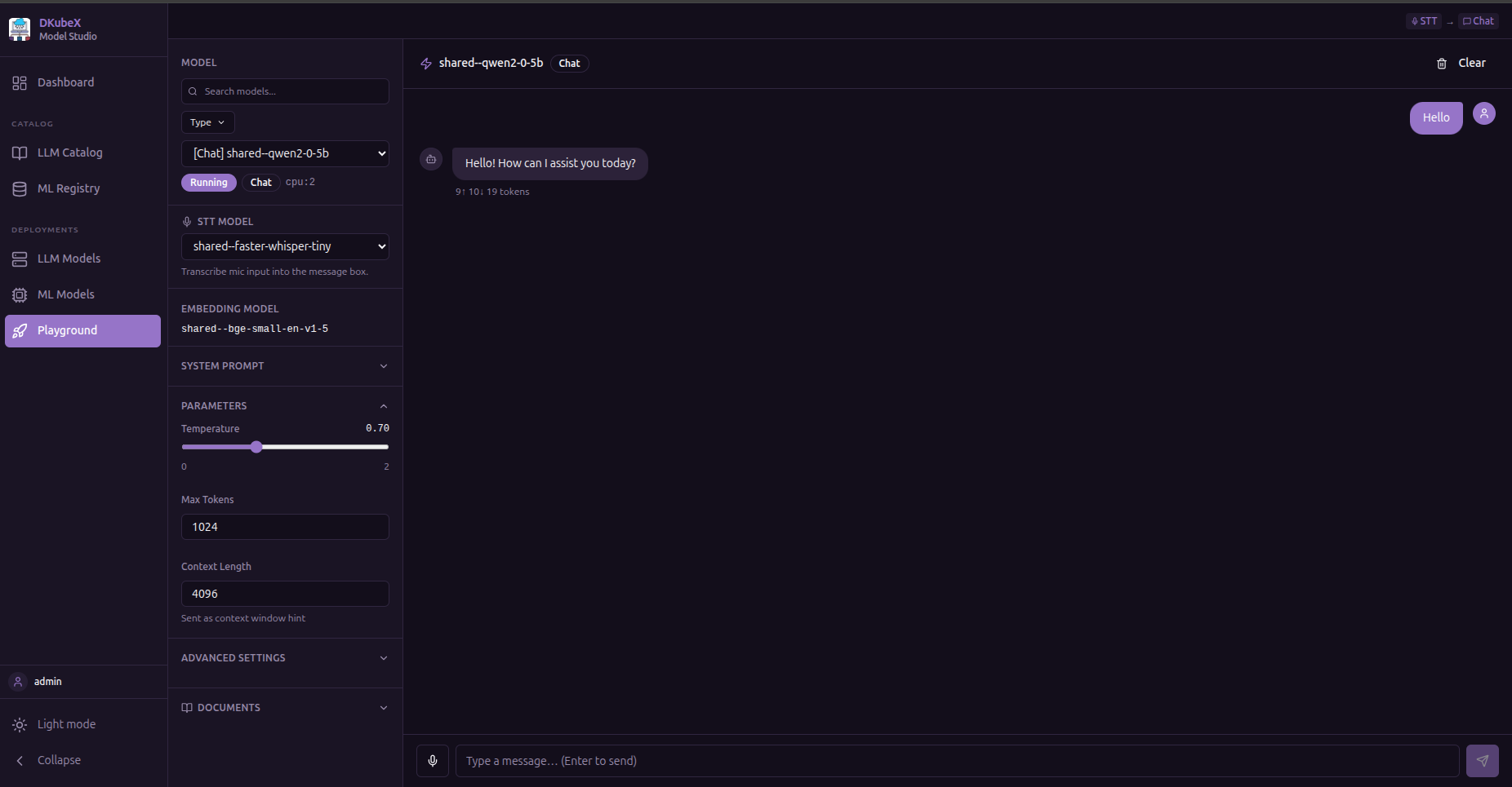 Playground chat interface